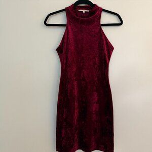 June & Hudson Burgundy Velvet Sleeveless Midi Dress XS